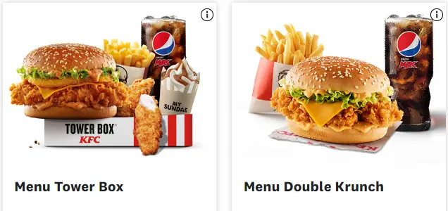 KFC Menus Burgers, Wraps et Salades Carte & Prix