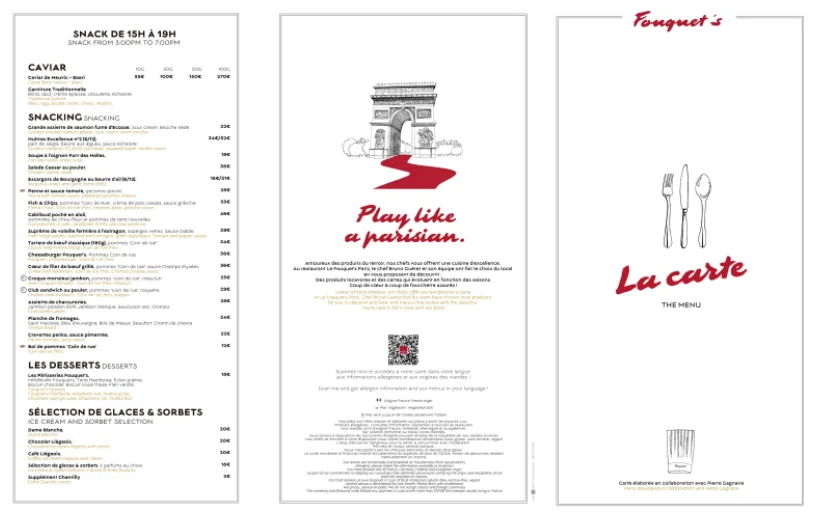 Fouquet’s Carte Menu