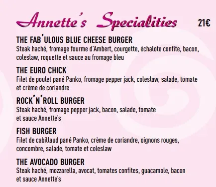 Annette’s Diner Specialities