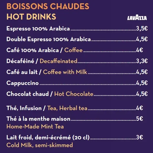 Agrabah Café BOISSONS CHAUDES HOT DRINKS