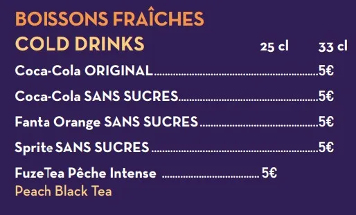 Agrabah Café BOISSONS FRAÎCHES COLD DRINKS