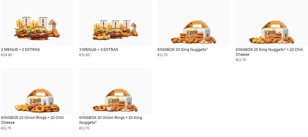 Rosny 2 Burger King BONS PLANS CARTE