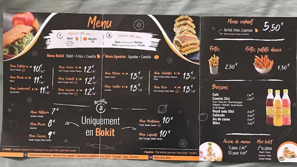 Banm Boki Menu Prix