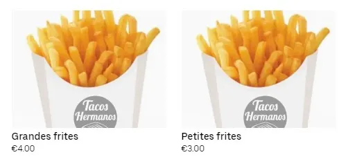 Tacos Hermanos Barquettes frites Carte & Prix