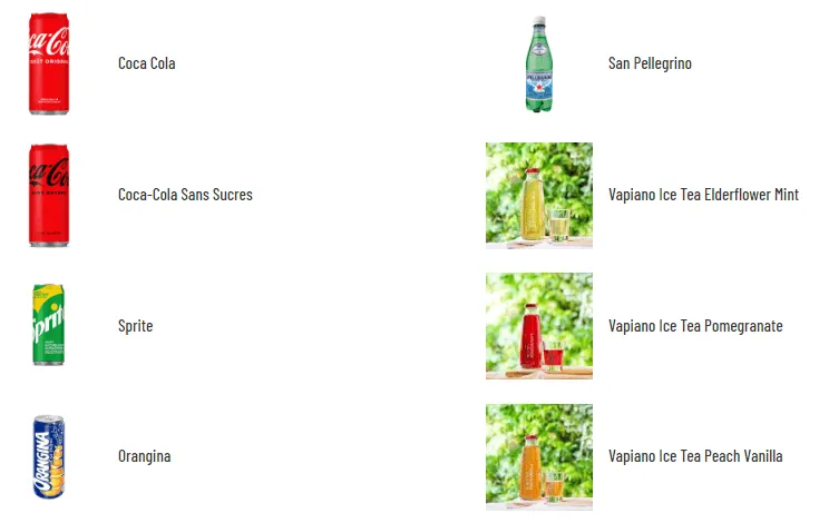 Vapiano Boissons softs Menu & prix