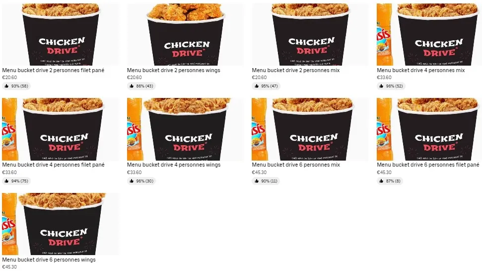 Chicken Drive Buckets Carte & Prix