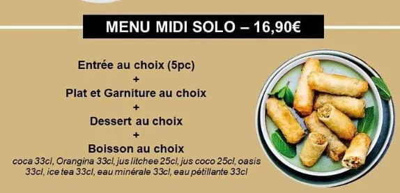 Buffet Tarif – MIDI SOLO Carte