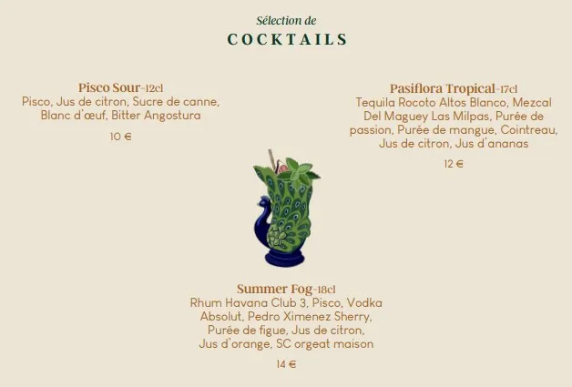 Andia Marseille COCKTAILS CARTE