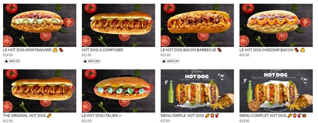 World Kitchen Carte HOT DOGS Prix