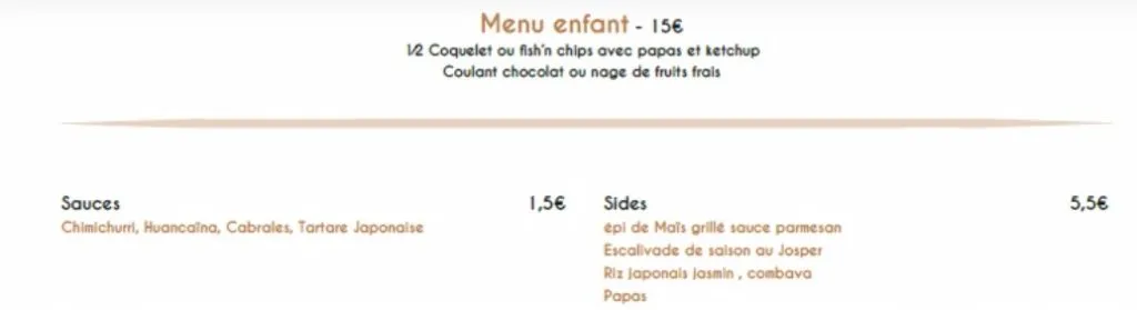 Immersion Vendôme Carte – Menu Enfant