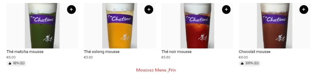 Chat Time Mousses Menu & Prix