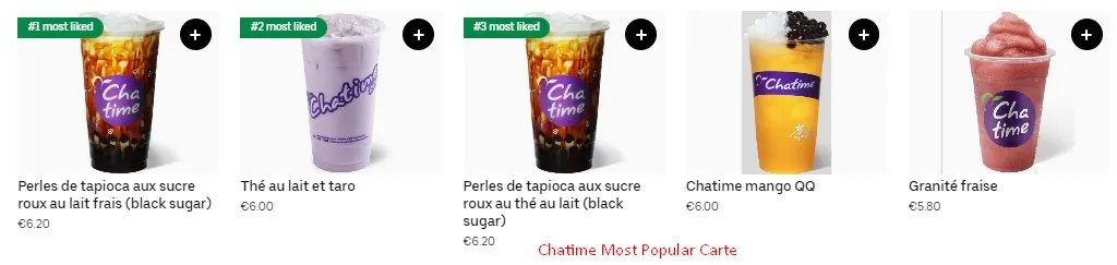 Chatime Most Popular Carte