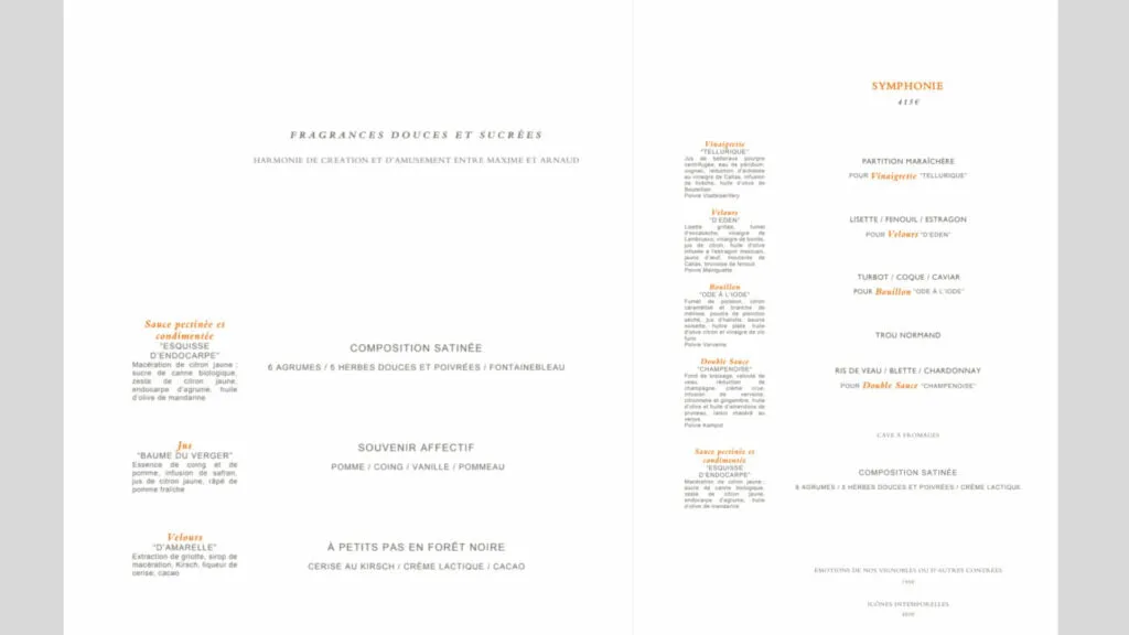 Cheval Blanc Carte Menu