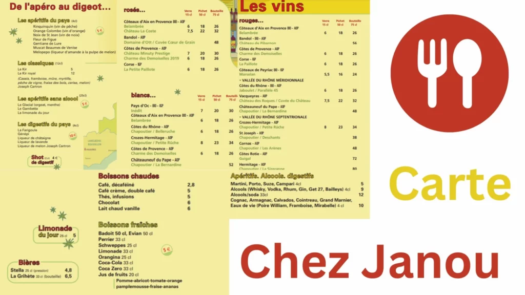 Chez Janou Menu Et Tarifs Actualisés France Carte 2024 - Menu Prix