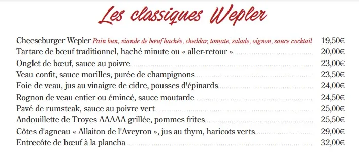 Le Wepler Classiques