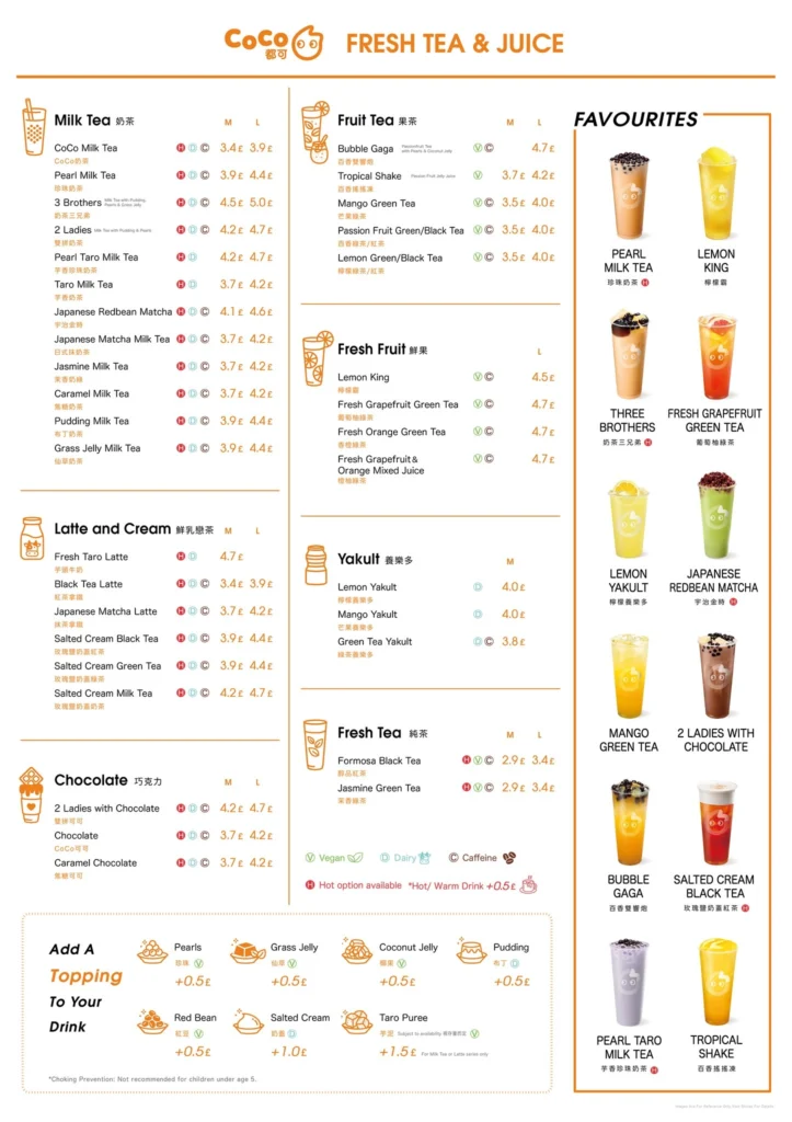 CoCo Menu Prix