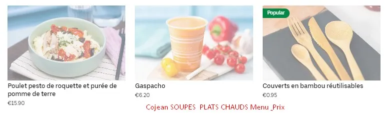 Cojean SOUPES & PLATS CHAUDS Menu & Prix