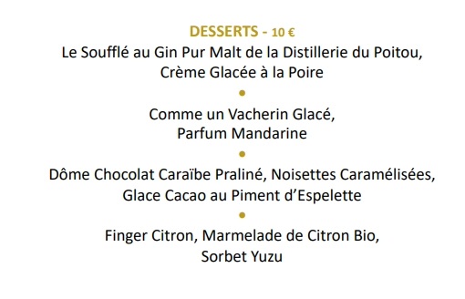 Château De Périgny DESSERTS Carte