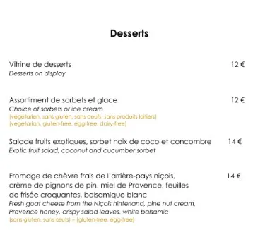 La Table d’Élise Desserts Prix