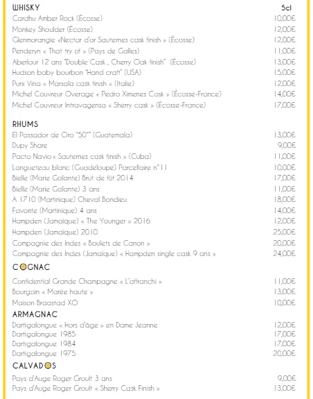 Bistro 50 DIGESTIFS 1 Menu & Prix