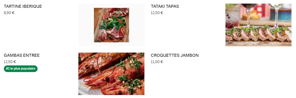 La Côte et l’Arête ENTREES Prix des Menu