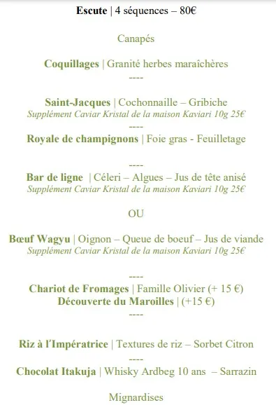 Restaurant Bacôve Escute Menu – 4 séquences