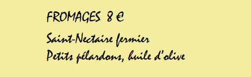 Chez Janou FROMAGES Carte 