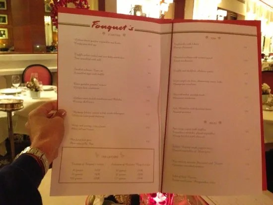 Fouquet’s Menu Prix