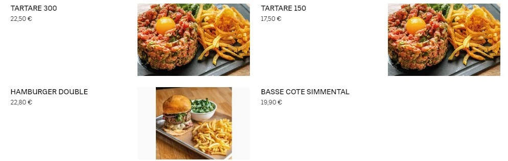 La Côte et l’Arête GRILLADES Carte