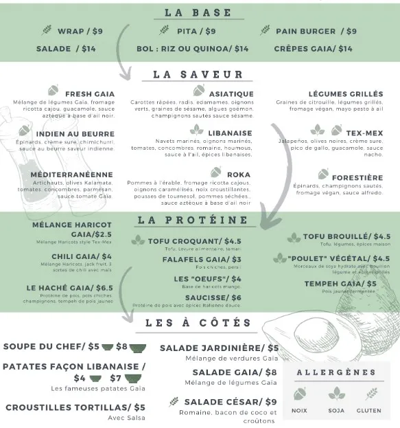 Gaïa Saint-Brice-sous-Forêt Menu Prix