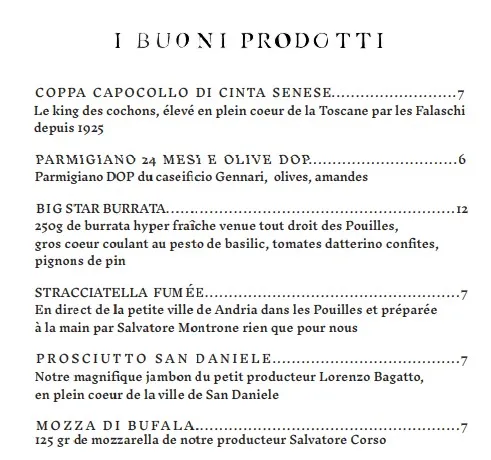 Pizzeria Popolare I Bouni Prodotti Carte & Prix