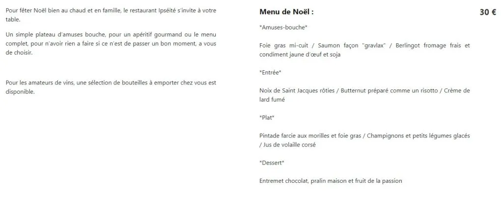 IPS Menu de Noël 