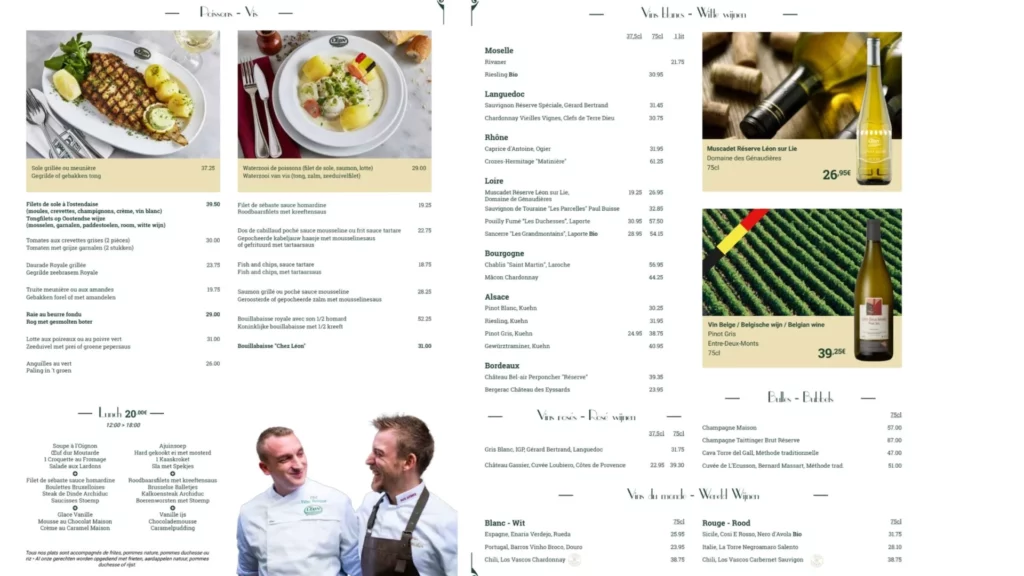 Leon De Bruxelles Koude Voorgerechten Menu