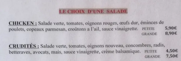 Viand’o Chwa LE CHOIX D’UNE SALADE Carte