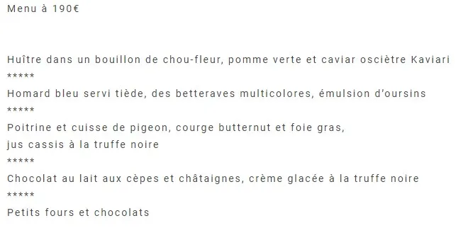 Le Grand Véfour LE MENU DE LA SAINT-SYLVESTRE