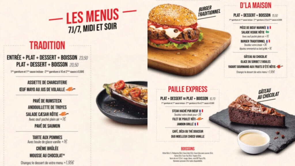 Courtepaille LES MENUS MIDI ET SOIR Carte