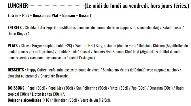 Memphis LUNCHER Pric des Menu