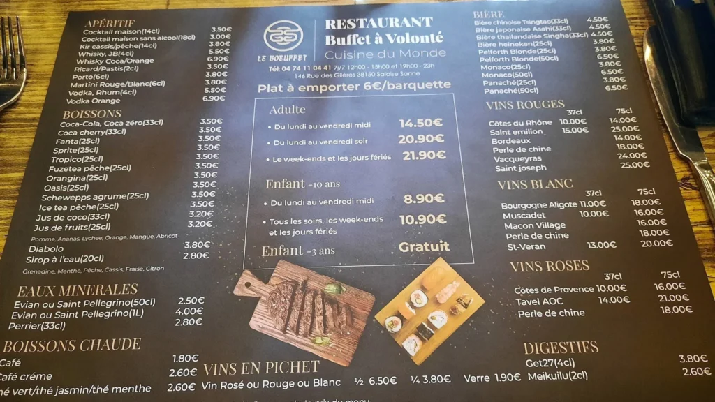 Le Boeuffet Menu Prix