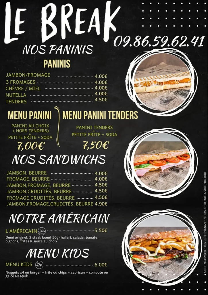 Le Break Menu Prix