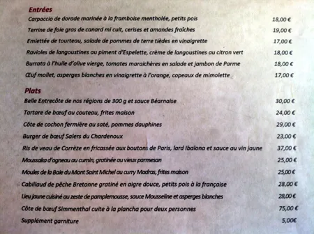 Le Chardenoux Cyril Lignac Menu Prix