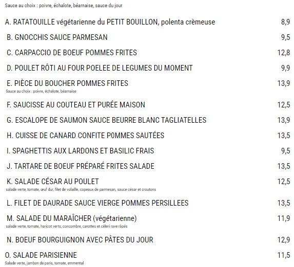 Le Petit Bouillon Versailles Le Petit Bouillon Plats Prix