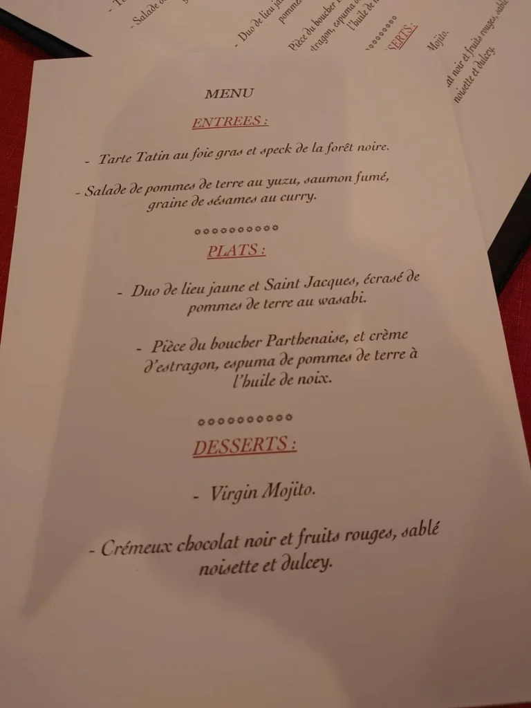 Le Restaurant Du Roy Menu Prix