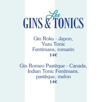 Le Comptoir Général Les GINS & TONICS