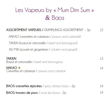 Buddha-Bar Les Vapeurs by « Mum Dim Sum » & Baos