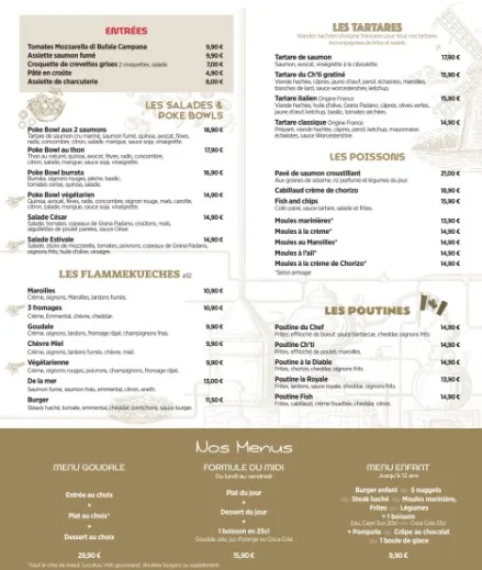 PUB GOUDALE Les tartares Menu Carte