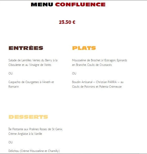 Brasserie Georges MENU CONFLUENCE