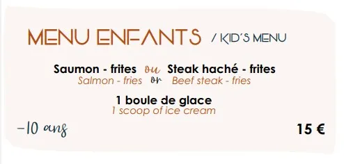 La Réserve Péché Iodé MENU ENFANTS / KID’S MENU