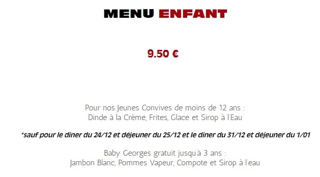 Brasserie Georges MENU KID