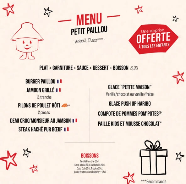 Courtepaille MENU PETIT PAILLOU Carte