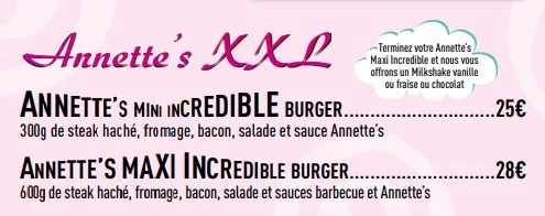 Annette’s Diner Menu Annette’s XXL